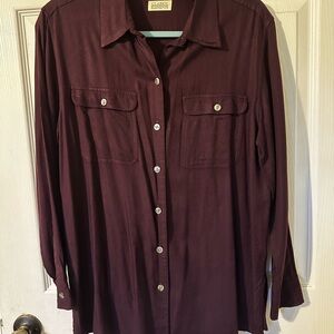 Classic Elements Button-Down Shirt Sz 10/12 Wine/Burgundy